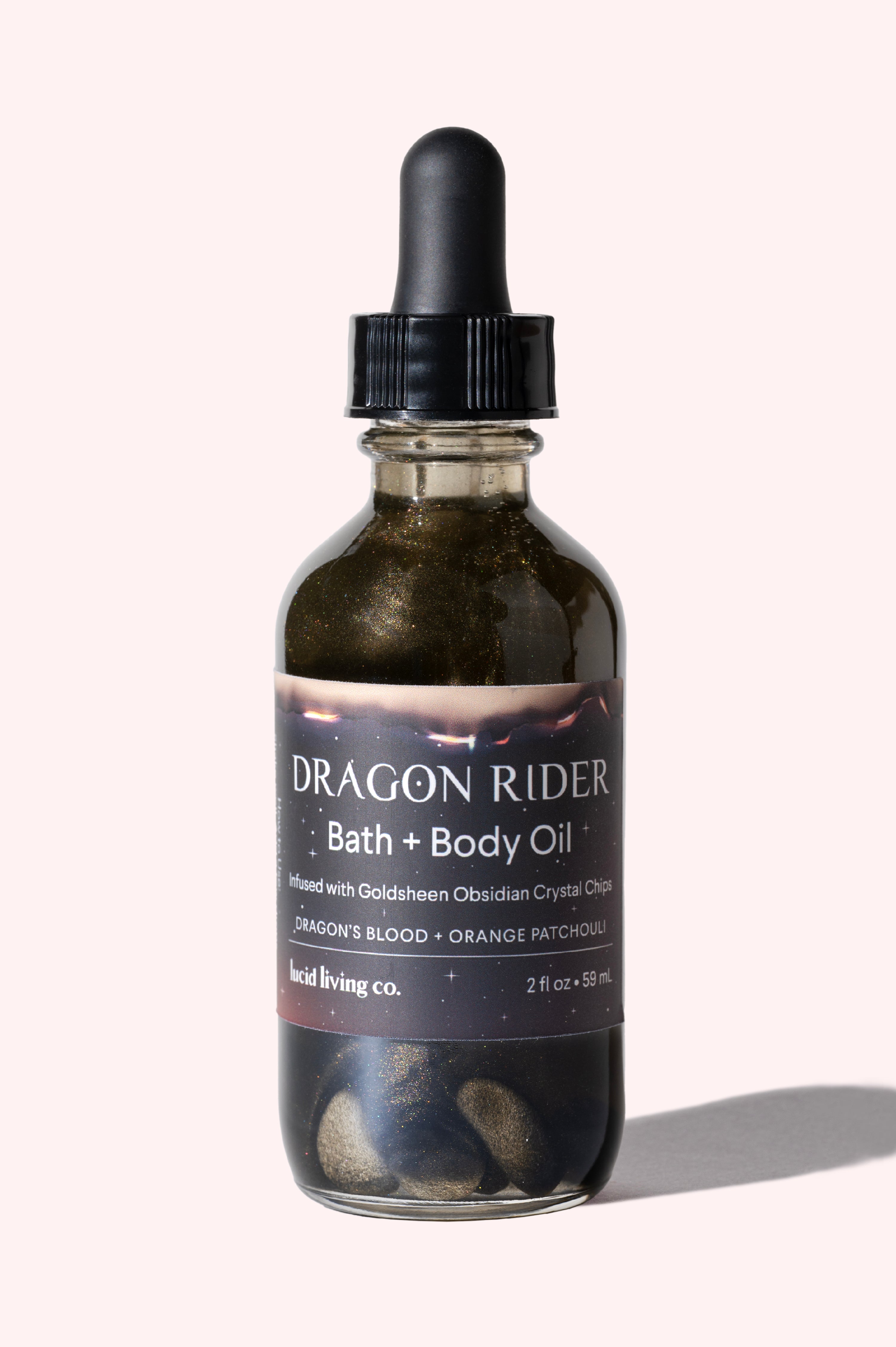 Fourth Wing Bundle Dragon Rider Bath and Body Oil with Goldsheen Obsidian Crystal Chips 2oz