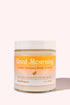 Good Mourning Coffee Infused Body Lotion jar with buttery roasted coffee beans scent and 4 oz size on light background.