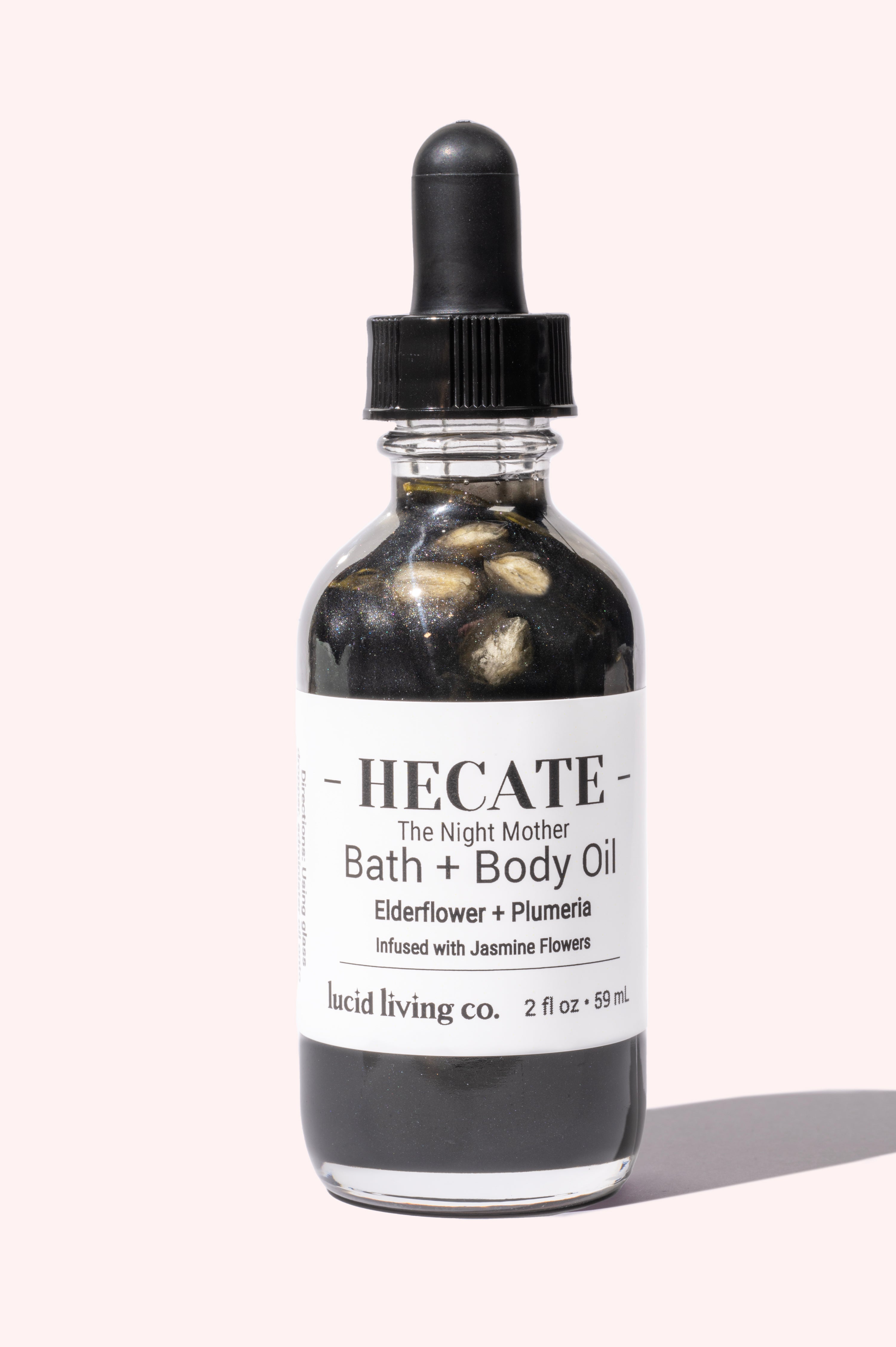 HECATE The Night Mother Bath &amp; Body Oil with elderflower and plumeria for nourishing and hydrating skin glow.